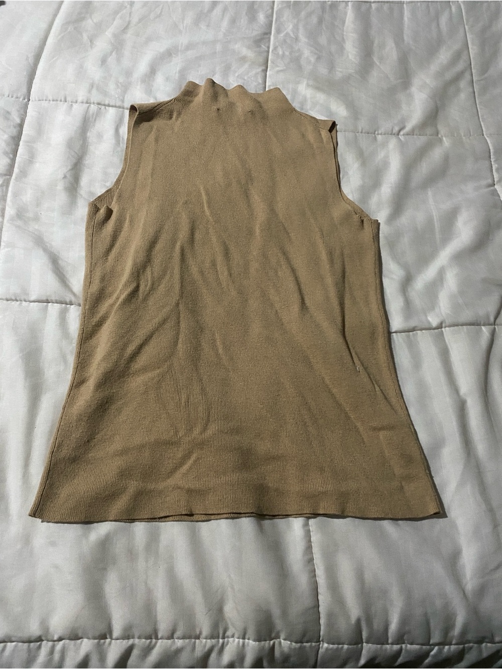 Ann Taylor Sleeveless Mock Neck Tank - Beige